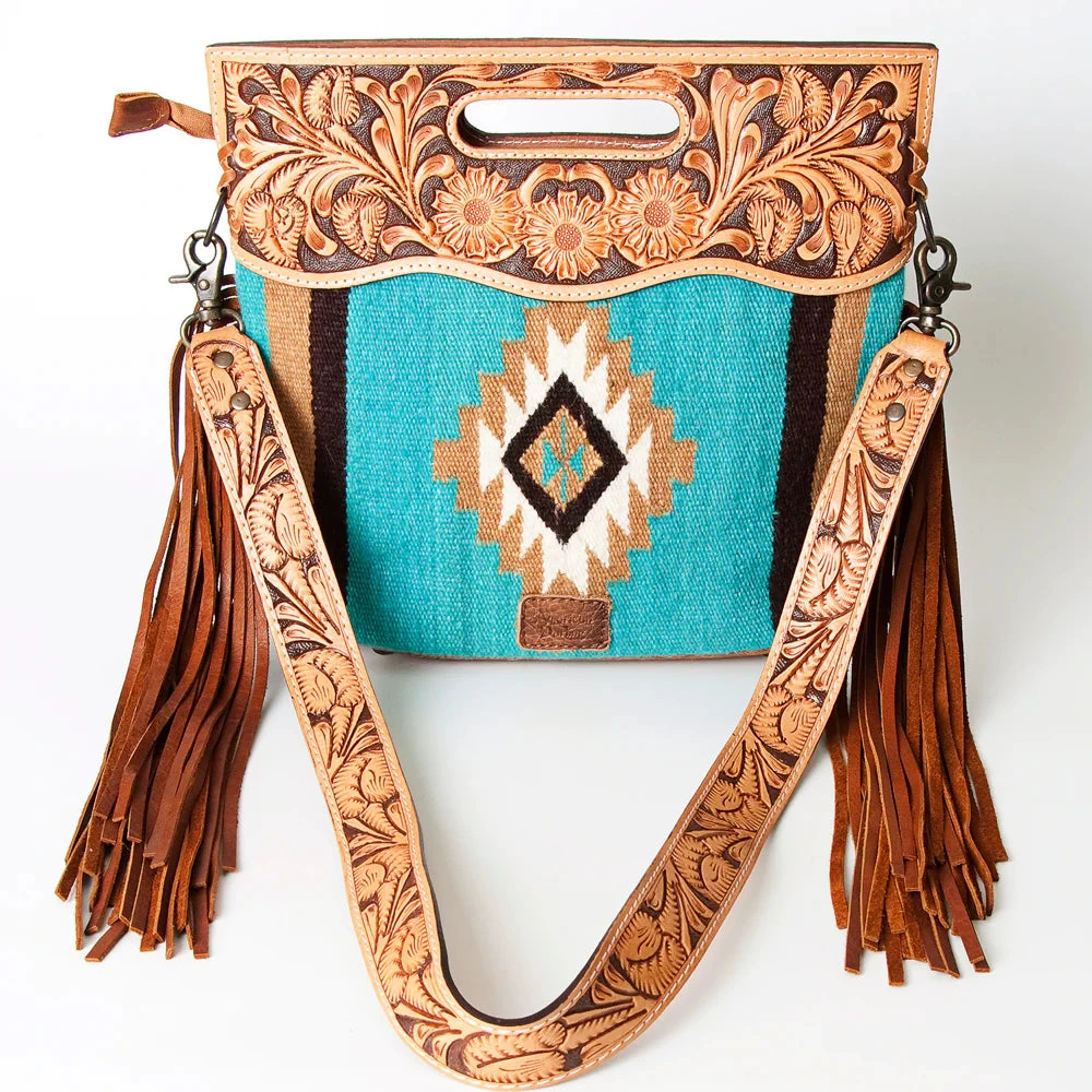 American Darling Turquoise Aztec/Floral Tooled Purse 3 American Darling Turquoise Aztec/Floral Tooled Purse