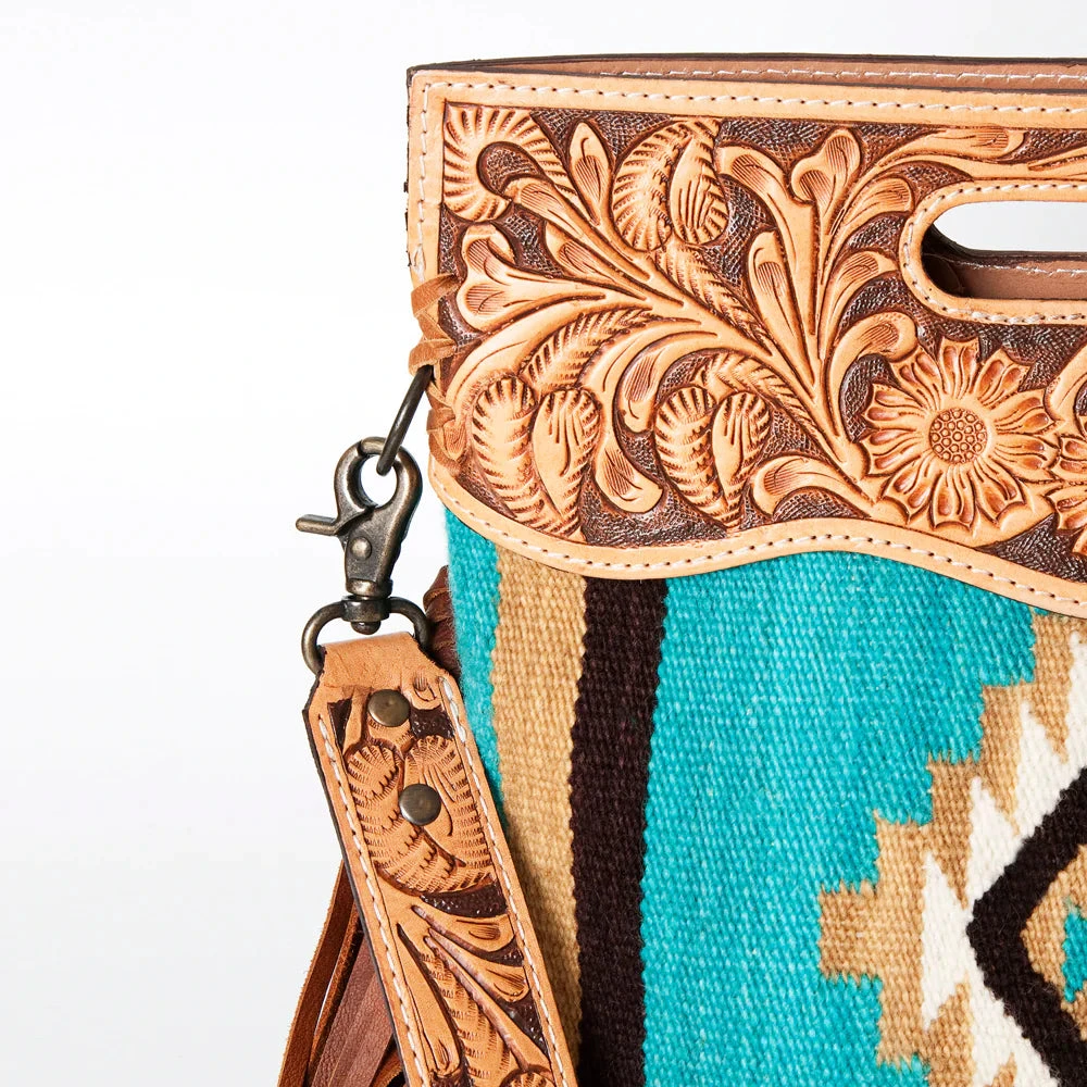 American Darling Turquoise Aztec/Floral Tooled Purse 4 American Darling Turquoise Aztec/Floral Tooled Purse - Image 2