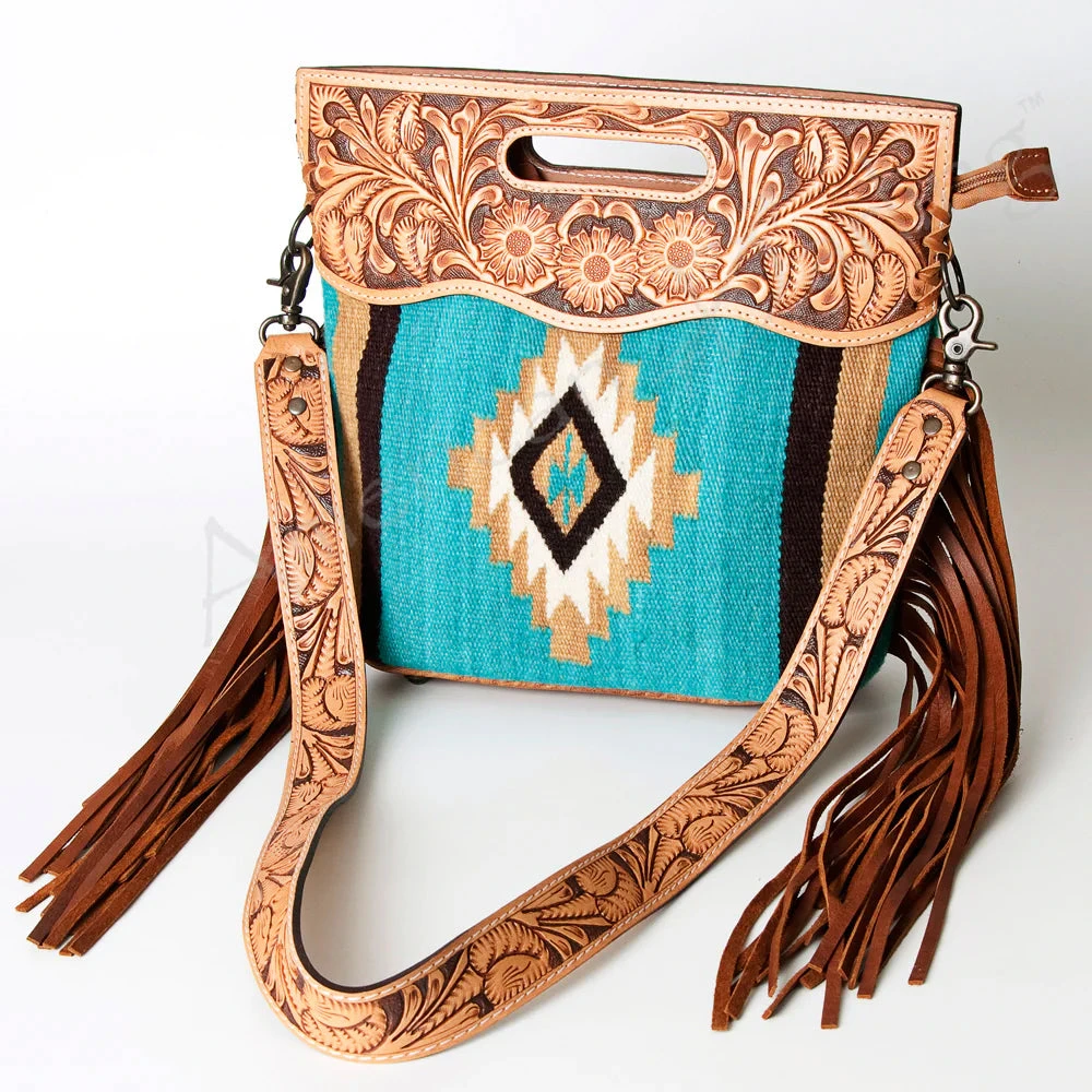 American Darling Turquoise Aztec/Floral Tooled Purse 7 American Darling Turquoise Aztec/Floral Tooled Purse - Image 5