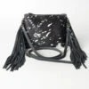 American Darling White/Black Hide With Acid Wash And Fringe Purse -Frontier Cowboy Wear 109979 C