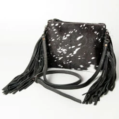 American Darling White/Black Hide With Acid Wash And Fringe Purse 11 American Darling White/Black Hide With Acid Wash And Fringe Purse -Frontier Cowboy Wear 109979 z