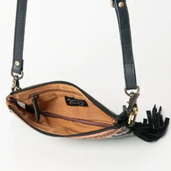 American Darling Black & White Hide Tooled Purse -Frontier Cowboy Wear 113981 I