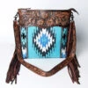 American Darling Turquoise Fringe Blanket Purse 2 American Darling Turquoise Fringe Blanket Purse -Frontier Cowboy Wear 120063 E