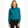 Women's Teal Green Long Sleeve Shirt -Frontier Cowboy Wear 1694 TealGreen 1 L608TealGreenModelFront 1200W