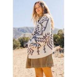 Geometric Pattern Open Sweater Cardigan -Frontier Cowboy Wear 17053364 2b276509 cac0 482b 9ea8 f7b70c9837fb