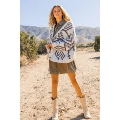 Geometric Pattern Open Sweater Cardigan -Frontier Cowboy Wear 17053364 f6a57ca0 b5a4 4794 a0fe 259fe68b52e4 1