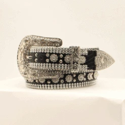 Ladies Black Gator Flower Belt