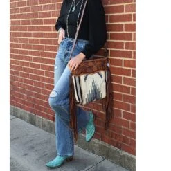 American Darling Blanket Purse W/ Tooled Leather