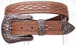 Women's Brown Rhinestone Metal Stud Belt 3 Women's Brown Rhinestone Metal Stud Belt
