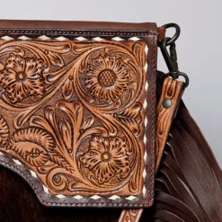 American Darling Hide Fringe Tooled Crossbody Purse -Frontier Cowboy Wear ADBGZ279A C