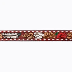 American Darling Red & White Flower Tooled Belt 7 American Darling Red & White Flower Tooled Belt -Frontier Cowboy Wear ADBLF118D