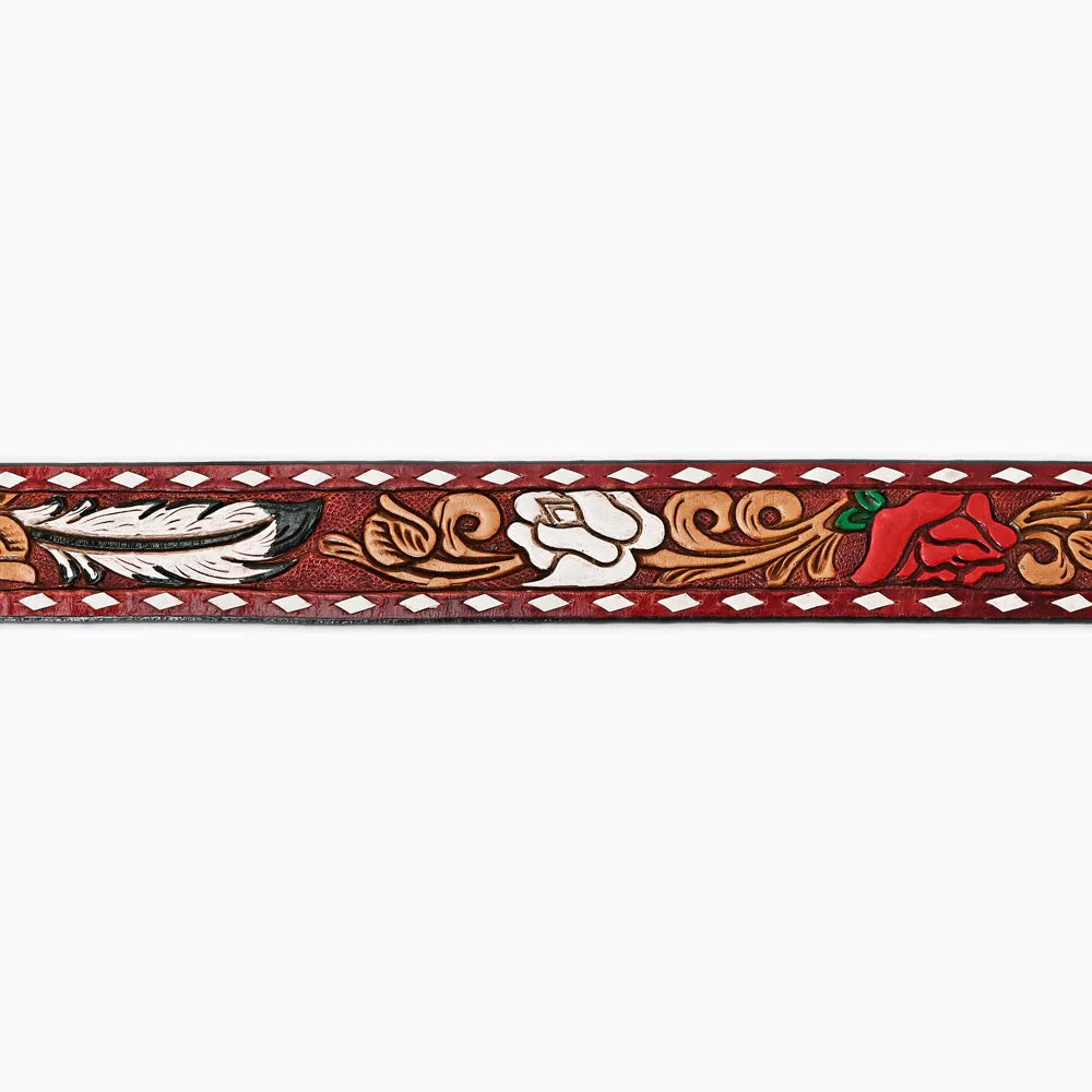 American Darling Red & White Flower Tooled Belt 5 American Darling Red & White Flower Tooled Belt - Image 3