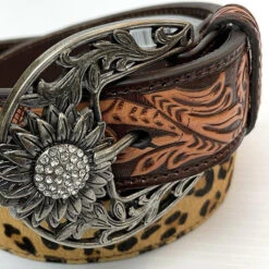 Leopard Sunflower Tooled Belt -Frontier Cowboy Wear Angel Ranch D140001802 3 1024x1024 950a8b46 2d33 482d a5fa c252988738d8