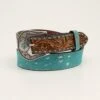 Angel Ranch Ladies Belt 1 Angel Ranch Ladies Belt -Frontier Cowboy Wear Angel Ranch Ladies Belt 1 12 Buck Stitch Tooled Tabs Calf Hair Turquoise prd 79681 s d140001433