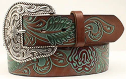 Ariat Women's Turquoise Roses And Leaf Scroll 3 Ariat Women's Turquoise Roses And Leaf Scroll