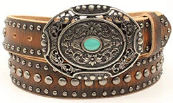 Ariat Women's Brown Distressed Belt With Nailheads 3 Ariat Women's Brown Distressed Belt With Nailheads