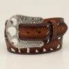 Angel Ranch Ladies Tan & Silver Floral Overlay Belt -Frontier Cowboy Wear D140001908