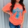 Coral With Turquoise Thunderbird Tee