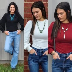 Puff Sleeve Body Suit - Available In Black, Off White, & Wine