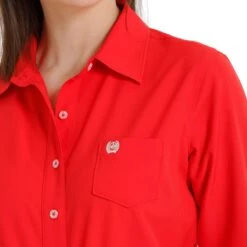 Cinch Women's Red Arena Flex Shirt -Frontier Cowboy Wear MSW9163012 3