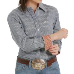 Cinch Light Blue Stripe Shirt 8 Cinch Light Blue Stripe Shirt -Frontier Cowboy Wear MSW9164196 3