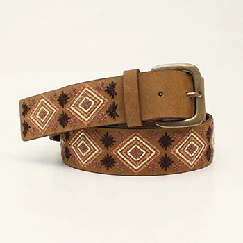 Nocona Brown Diamond Embroidered Belt