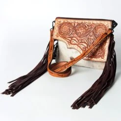 Frontier Cowboy Wear 25 American Darling Hide Fringe Tooled Crossbody Purse