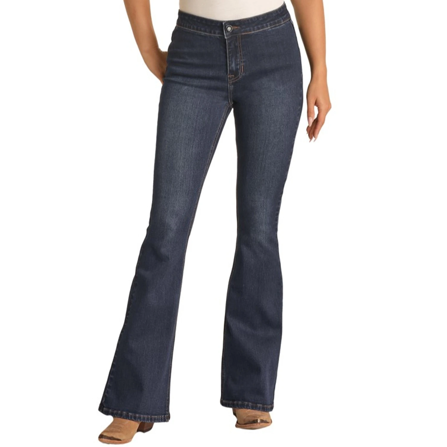 Rock & Roll Cowgirl Dark Wash Flare Jeans 4 Rock & Roll Cowgirl Dark Wash Flare Jeans - Image 2