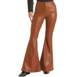 Rock & Roll Brown Pleather Bell Bottom Pants
