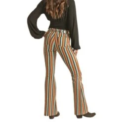 Rock & Roll Cowgirl Brown Stripe Flare Jeans -Frontier Cowboy Wear Screenshot2023 06 09150419