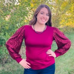 Solid Sequins Long Sleeve Shirt -Frontier Cowboy Wear T1504e