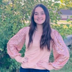 Solid Sequins Long Sleeve Shirt -Frontier Cowboy Wear T1504f