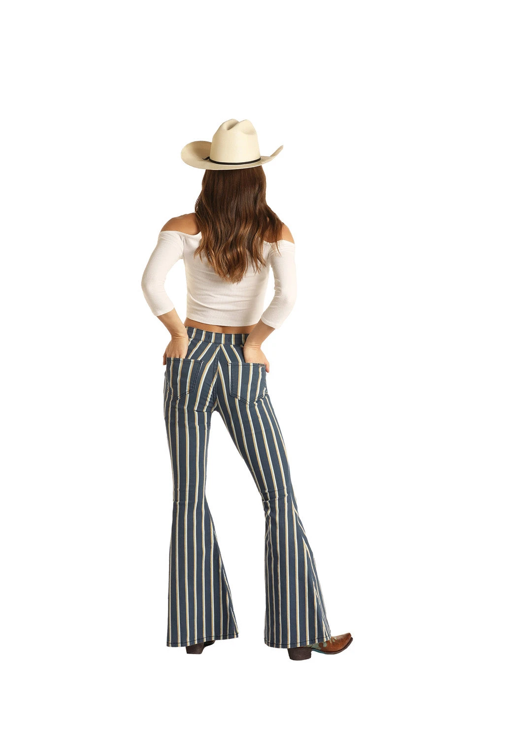 Rock & Roll Cowgirl Navy Striped Bell Bottom Jeans 4 Rock & Roll Cowgirl Navy Striped Bell Bottom Jeans - Image 2