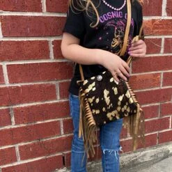 Brown & Gold Mini Cowhide Purse