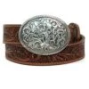 Nocona Brown Floral Belt And Buckle
