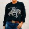 Leopard Sequin Bronc Crew Neck 1 Leopard Sequin Bronc Crew Neck -Frontier Cowboy Wear leopardbronc
